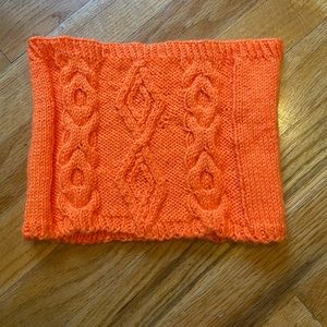 Gorgeous orange cabled handknit and uniquely designed cowl